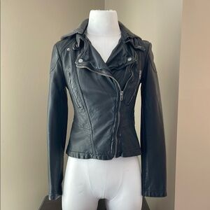 Free people Black Motorcycle Jacket with Asymmetrical Zipper